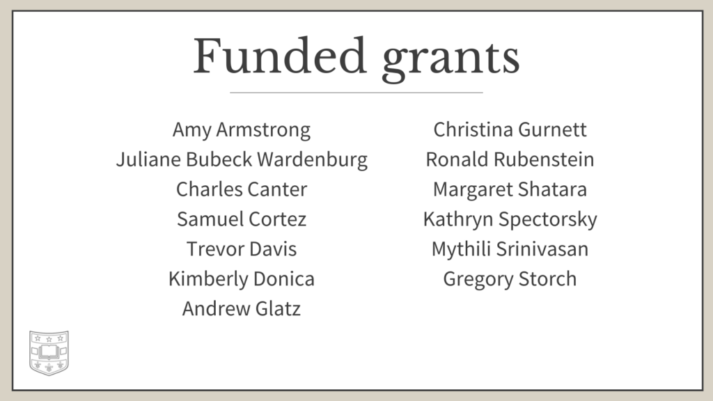 Amy Armstrong, Juliane Bubeck Wardenburg, Charles Canter, Samuel Cortez, Trevor Davis, Kimberly Donica, Andrew Glatz, Christina Gurnett, Ronald Rubenstein, Margaret Shatara, Kathryn Spectorsky, Mythili Srinivasan and Gregory Storch